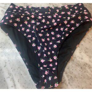 Victoria's Secret PINK Swim V Crossover High Waist Cheeky Bikini Bottom FLORAL L